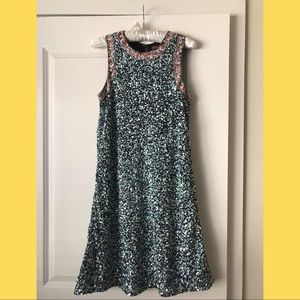 Teal sequined, floral lined party dress!